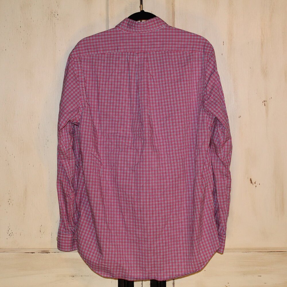Ralph Lauren Classic Fit red white blue check long sleeve button up shirt size M - Picture 3 of 4